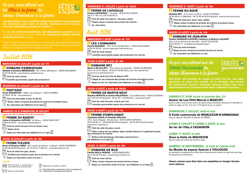 dates fetes à la ferme flyer gers